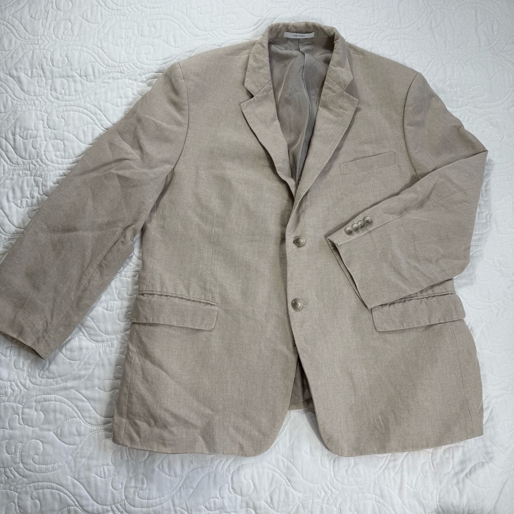 John W. Nordstrom 100% Linen 2-Button Beige ‎ Made in Italy Blazer Men’s 46R EUC